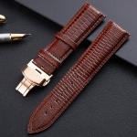 Leather band for watch butterfly deployment clasp Lizard Watchband push