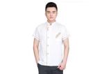 Embroidery Logo Restaurant Work Shirts Cotton Anti - Wrinkle With Stand Collar