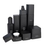 Luxury Glass Cosmetic Packaging Bottle Skincare Set Matt Black 30ml 100ml 125ml