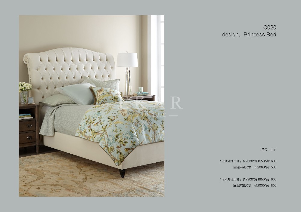 High Headboard Cream Boxspring Princess Bed