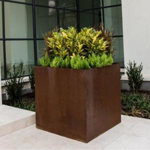 China SGS TUV Corten Steel Cube Planter Laser Cut Rusty Steel Planters abrasion proof factory