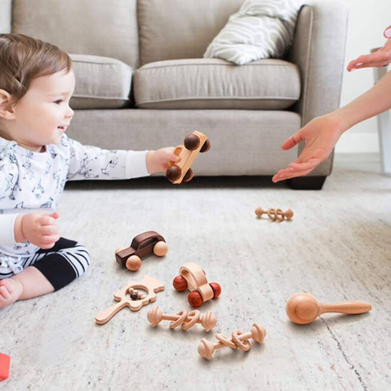 9/Style Baby Building Blocks Toy Maple Car Mahogany Classic Car Black Walnut Gift Toy Beech Wood Car Educational Montess