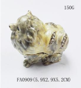 China dog shape gold plated trinket box metal jewelry boxes small dog jewelry boxes factory