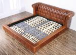Retro Leather Bed Brown Genuine Leather Beds L253cm