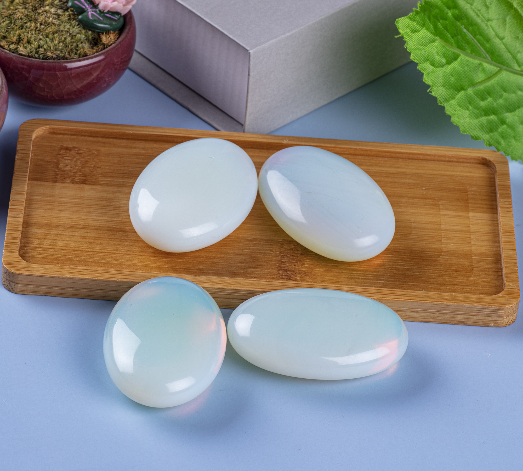 Natural Opal Palm Stone Healing Polished Pocket Opal Rock Stones Oval Worry Stone Anxiety Releasing
