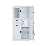 Two Glass Door Filing Cabinet With Drawers Gray Color Office Filing Cabinet