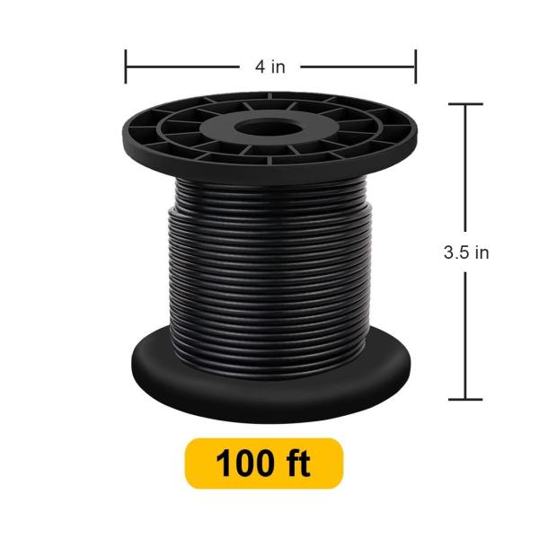 304 Stainless Steel Wire Cable Coated in Black Vinyl for String Lights Clothing