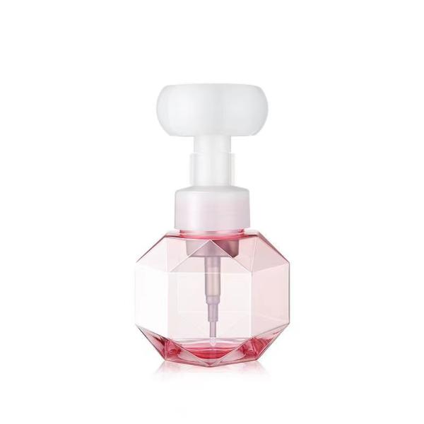 Empty Diamond PET Bottle with Flower Shape Foam Pump Head and 100-300ml Capacity for Cosmetic Use