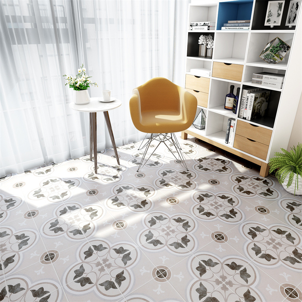 Wear-Resistant Gray Floor And Wall Floret Ceramic Rustic Tile 200x200mm And No Fade Tiles For Balcony