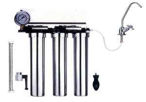 China 20 Inch Water Filter Stainless Steel With Pressure Gage Silvery Color factory
