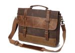 Reusable Antiwear Canvas Leather Messenger Bag , 14 Inch Waxed Canvas Shoulder