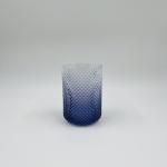 Glass Bathroom Accessories Set Luxury Ombre Blue Round Shape Diamond Pattern