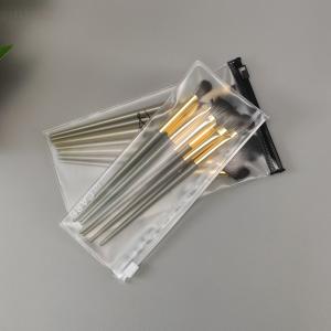 China Custom Logo Plastic Zipper Bag Clear Frosted Dustproof Small For Cosmetic Brush factory