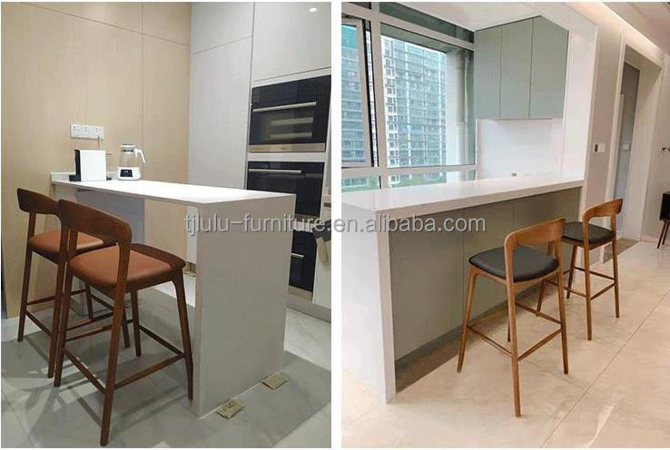 Modern Italian Solid Wood Dining Bar Stool High Chair Bistro Bar Chair with End Craftsmanship