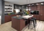 HPDL Kitchen Cupboard Aluminium Fabrication Kitchen Cabinets Contemporary Walnut