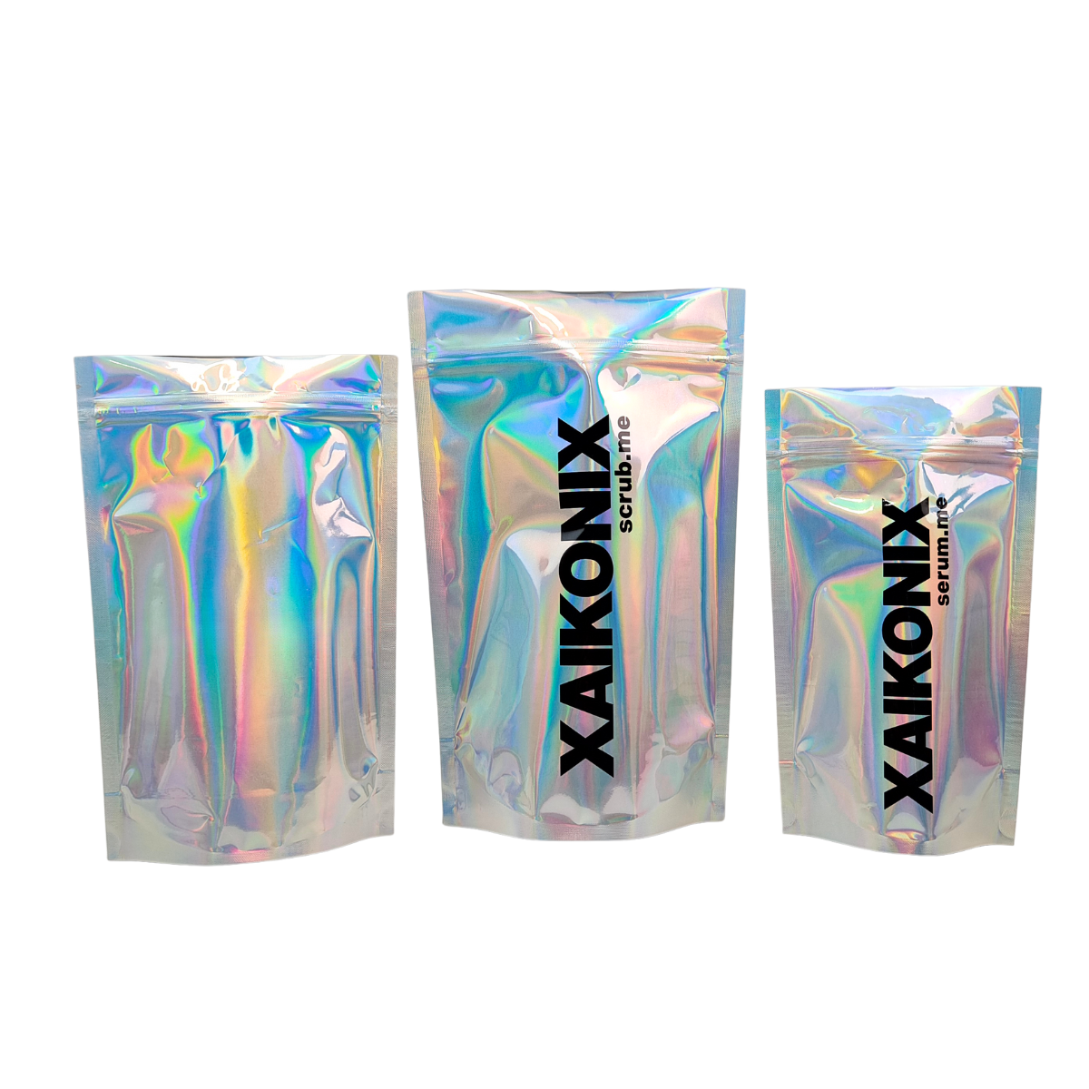 Customized Hologram Mylar Bags Resealable Smell Proof Holographic Plastic Zipper