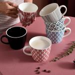 Round Colored Ceramic Porcelain Mugs Porcelain Latte Cups OEM