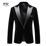 Men's Gold Velvet Casual Suit Slim Fit Velveteen Jacket for Stage Performance