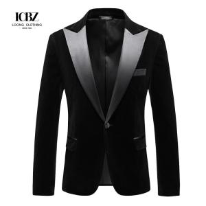 China Men's Gold Velvet Casual Suit Slim Fit Velveteen Jacket for Stage Performance Hosts factory