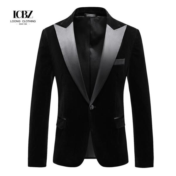 Men's Gold Velvet Casual Suit Slim Fit Velveteen Jacket for Stage Performance