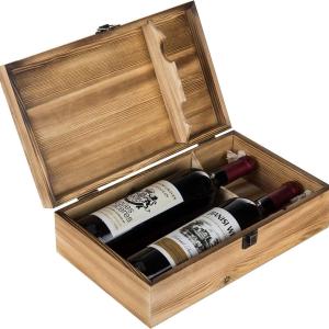 Home Decorative Whiskey Gift Box Wood Double Bottle Wine Box