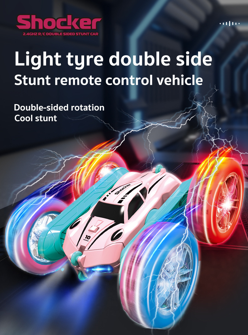 RC Stunt Cars Remote Control Car Double-Sided Driving 360-degree Flips Rotating Car Toy