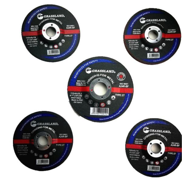 115mm X 6.4mm X 22.23mm Resin Bonded Grit 24 Abrasive Grinder Discs For Metal