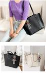 28cm Women's Genuine Leather Tote Bags OEM Black Handbag Purse