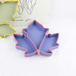 Unbreakable Silicone Divided Suction Plate Colorful Maple Shape