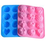 12 Cavity Silicone Flower Shape Cake Mould FDA For Homemade Cake