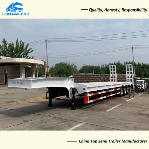 China 4 Axle 80 Tons Low Flatbed Semi Trailer With 12.00R20 Tire factory