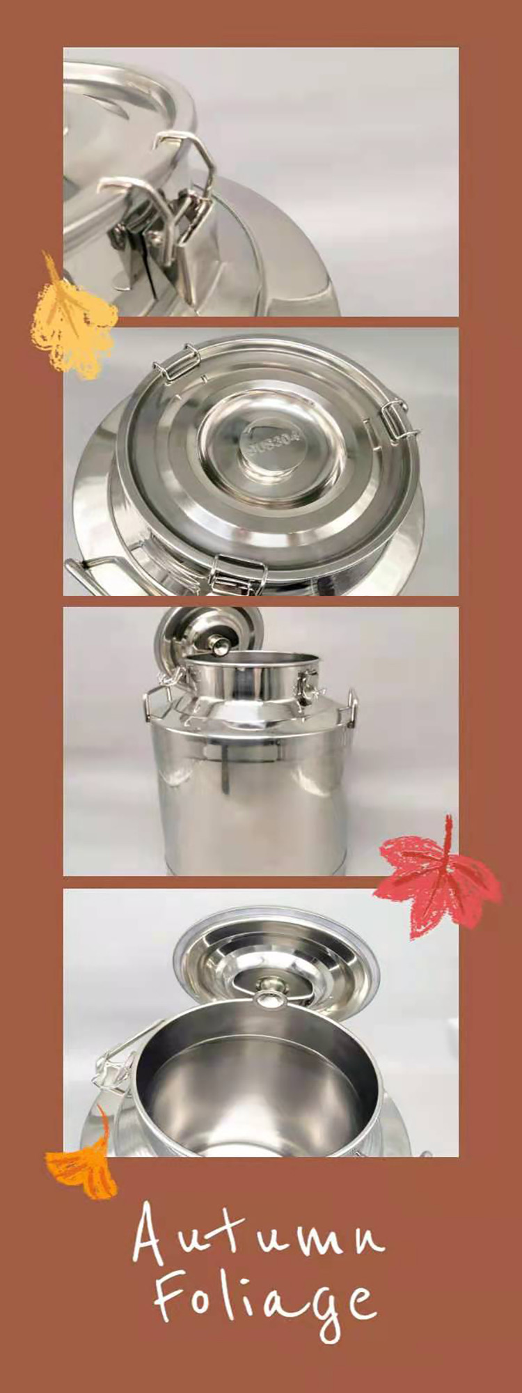 60L Food Grade Olive Oil Stainless Steel Drums Sealed Pails Barrels With Tap
