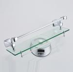 Stainless Steel Single Layer Bathroom Glass Shelf with Towel Bar Shower