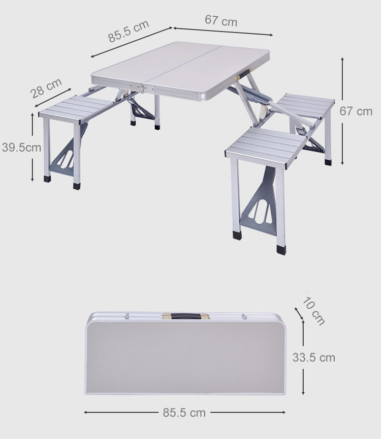 General Portable Space-saving One-piece Camping Table and Chair Set for Outdoor Travel