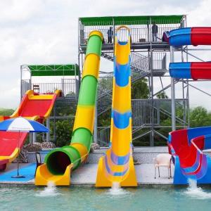 China Multicolored Amusement Park Water Slide Straight Tube Slide 23m Length factory