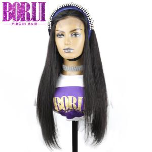 China 100% Virgin Human Hair 12-30 Inch Swiss Lace Closure Wig Straight 250% Density factory