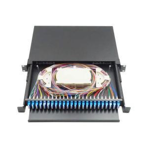 China 48 Core Black Drawer Type Termination Box Patch Panel 430x200x46mm factory