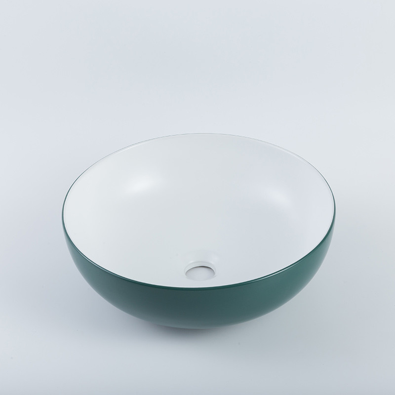 Polished Surface Counter Top Bathroom Sink Smooth Easily Maintain Round Ceramic Basin