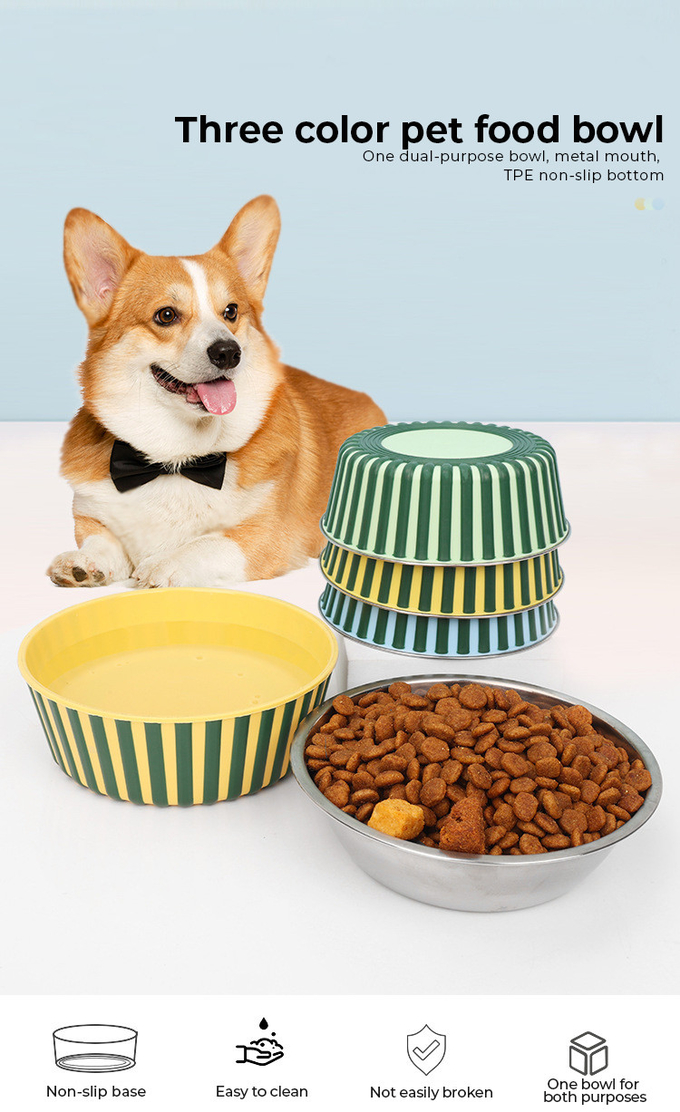 Wholesale Stainless Steel Pet Bowls anti-slip cat feeding bowls Dog Bowls