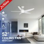 White Ceiling Fan With Light 5 Plastic Blade DC Motor Energy Saving