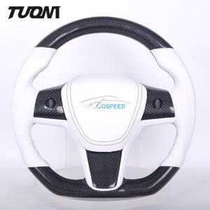 China Model 3 Model Y Tesla Carbon Fiber Steering Wheels White Leather factory