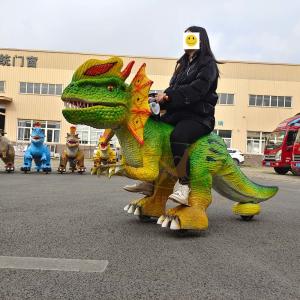 China Electric Coin Operated Animatronic Dinosaur Ride Scooter for Amusement Park factory