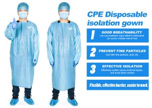 China Disposable Hospital Isolation Gown , CPE Surgical Gown Disposable Medical Surgical Operation factory
