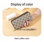 Large Capacity Long Women Leather Card Holder Wallet with Double Zipper