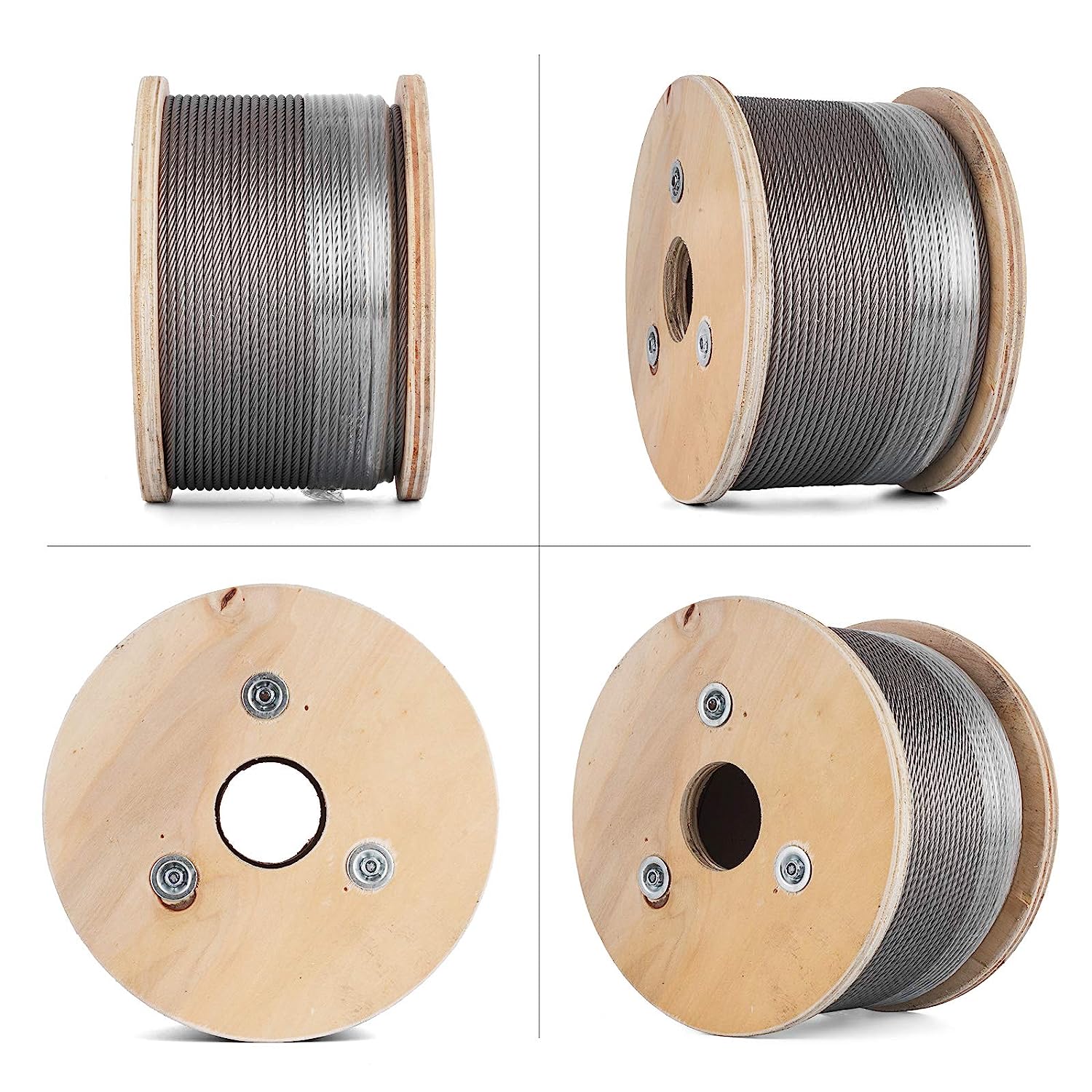Non-coated 250FT Wire Rope Cable For Railing 7x7 7x19 1/8" Stainless Steel T316 Aircraft Deck Railing Cable