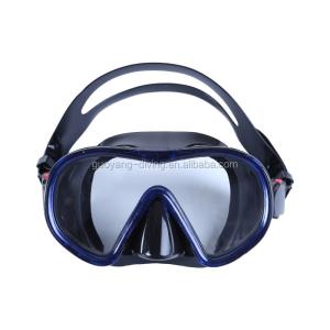 China 165mm Diving Scuba Face Mask Goggles For Adults Black Silicone PC Frame factory