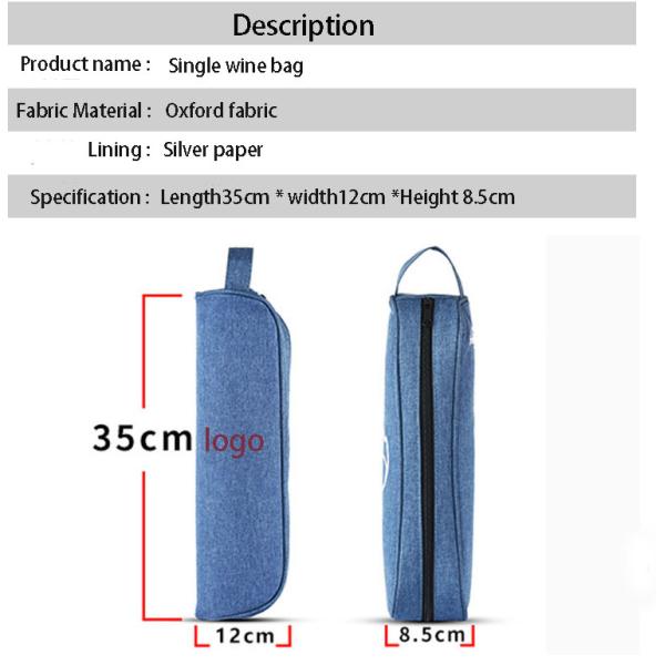 Single wine bottle ice insulated cooler bag