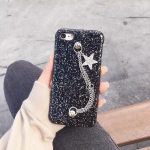 China Korea Style Glitter Metal Back Chain Star Strap Cell Phone Case Cover For iPhone 7 6s Plus factory