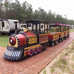 China Electric Tourist Train Rides One Locomotive 4 Coaches Battery Power factory