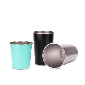 China Unbreakable Powder Coated Single Wall Stainless Steel Water Bottle Metal Pint Mug factory